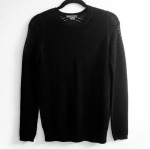 Vince Long Sleeve Loose Knit Black Pullover  Top